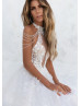Luxury Beaded Halter Neck Ivory Lace Tulle Backless Wedding Dress